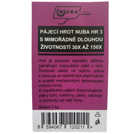 Pájecí hrot Nuba HR3 s prodlouženou životností 3ks