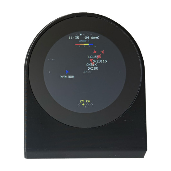 MeteoPlaneRadar - meteoradar a radar letadel 2.8" (sestavená sada, Černý)