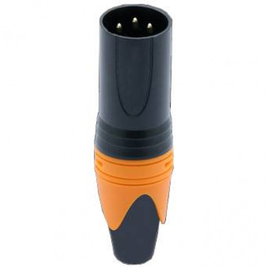Konektor XLR 3 piny samec oranžový D1001