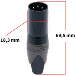 Konektor XLR 3 piny samec modrý D1001