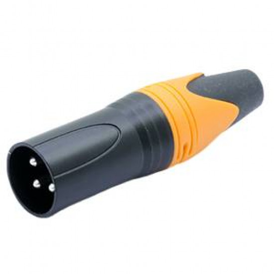 Konektor XLR 3 piny samec oranžový D1001
