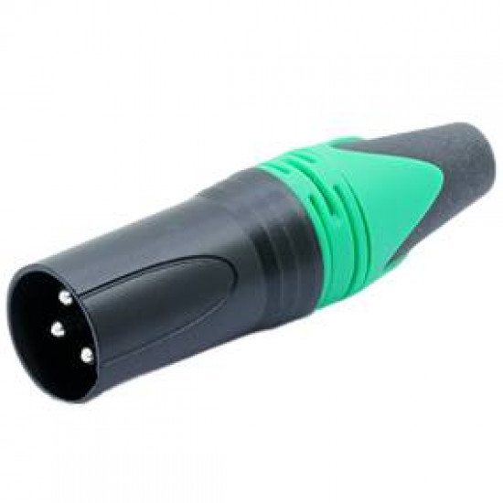 Konektor XLR 3 piny samec zelený D1001
