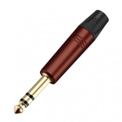 Audio konektor jack 6.3mm TC209 stereo vidlice samec pozlacený černý