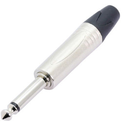 Audio konektor jack 6.3mm TC200 mono vidlice samec postříbřený černý