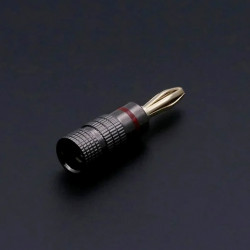 Banánek 4mm R L1007 červený pozlacený šroubovací