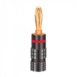 Banánek 4mm R L1007 červený pozlacený šroubovací
