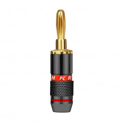 Banánek 4mm R L1013 červený pozlacený šroubovací