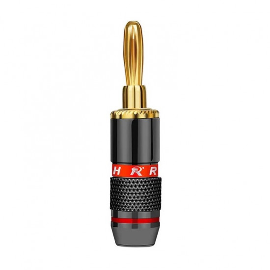 Banánek 4mm R L1013 červený pozlacený šroubovací