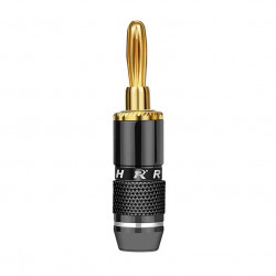 Banánek 4mm R L1013 černý pozlacený šroubovací