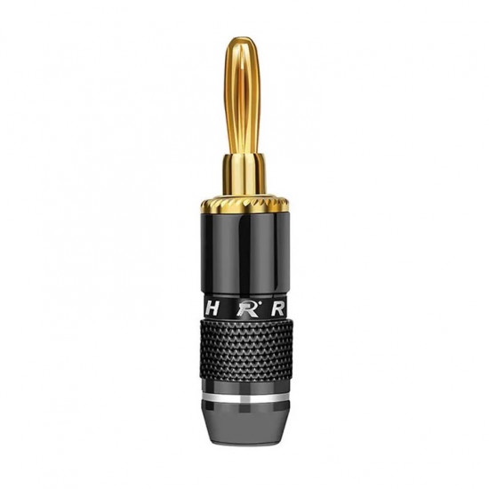 Banánek 4mm R L1013 černý pozlacený šroubovací