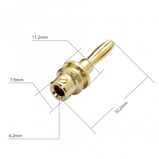Banánek 4mm R L1013 černý pozlacený šroubovací