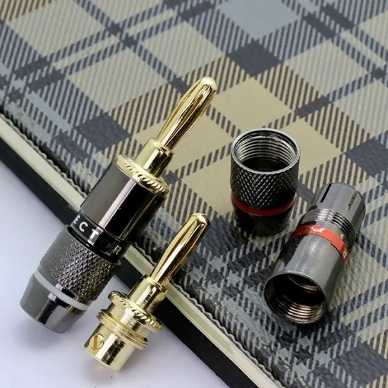 Banánek 4mm R L1013 černý pozlacený šroubovací
