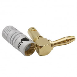 Banánek úhlový 4mm Nakamichi černý pozlacený šroubovací