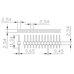 Oboustranný kolík DuPont do DPS 1x40 2.54mm (bílý)