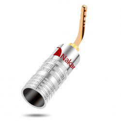 Reproduktorový banánek s pinem 2mm Nakamichi červený pozlacený šroubovací