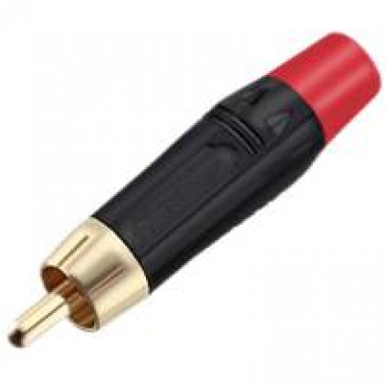 Konektor RCA CINCH červený vidlice samec pozlacený TR045R