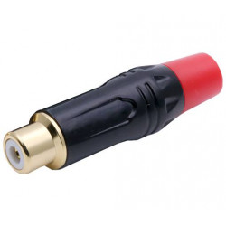 Konektor RCA CINCH červený zásuvka samice pozlacený TR051R