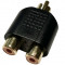 Audio adaptér rozdvojka 1x RCA Cinch samec na 2x RCA Cinch samice pozlacený