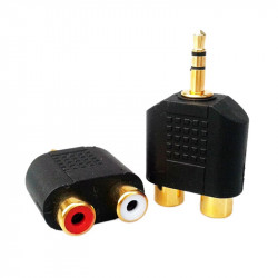 Audio redukce jack 3.5mm na 2x RCA Cinch pozlacená