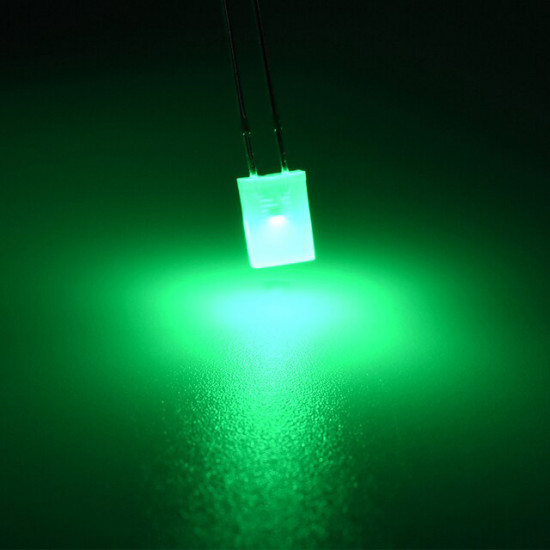 LED dioda obdélníková 2x5x7mm, zelená difuzní