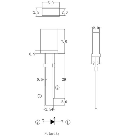 LED dioda XINGLIGHT XL-257SURD-L 2x5x7mm, červená