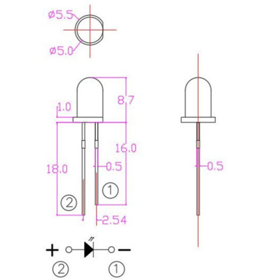 LED dioda XINGLIGHT XL-502SYGD 5mm, zelená
