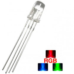 LED dioda kulatá 5mm, tříbarevná RGB, (červená, zelená a modrá) A