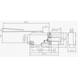 Koncový páčkový spínač KW7-9 (250V/16A)