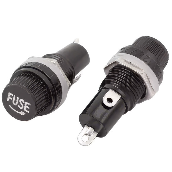 Držák pojistek 5x20mm do panelu černý