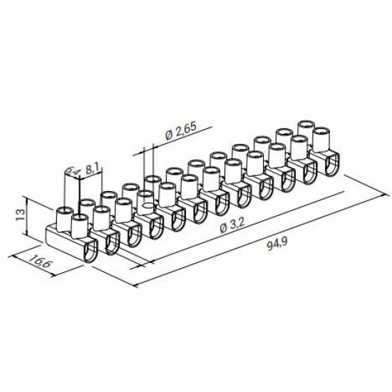 Svorkovnice lámací šroubovací Eleman EKL 0 S (12 pólů, vodiče 1-4mm2) bílá