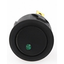 Kulatý kolébkový spínač se zelenou LED (12V/20A)