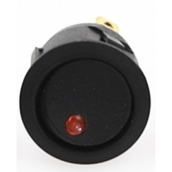 Kulatý kolébkový spínač s červenou LED (12V/20A)