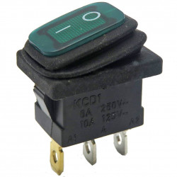 Kolébkový spínač podsvětlený voděodolný zelený KCD1-WG-200 (250V/6A)