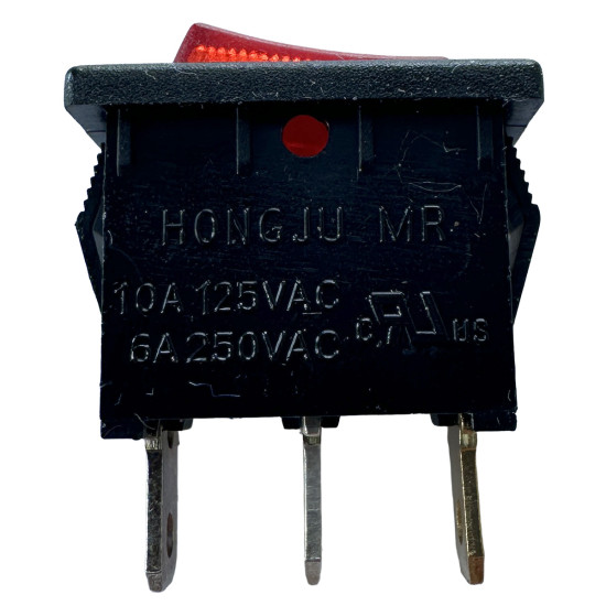 Kolébkový spínač MR1-118 červený (250V/6A)