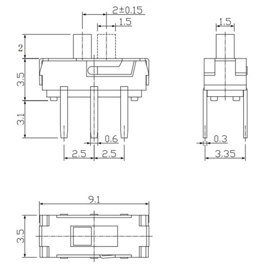Posuvný spínač MSS22D18G2 125